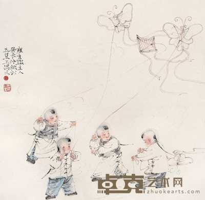 何士扬 小孩 镜心 68×68cm